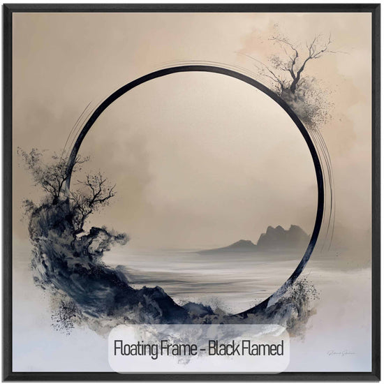 Minimalism Collection | Monochrome Oasis | Tranquil Minimalist Zen Circle in Grayscale Art Print by Roderick Sebastiaan | Black-Flamed_3bb09ce0-9da1-43db-a476-4bb25e9b5057