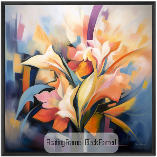 Botanical Collection | Petali di Fantasia | Colourful Flower Abstraction on Special Art Cloth by Roderick Sebastiaan | Black-Flamed_baab7dc3-f16e-4633-93f2-ab3aec69b6fb