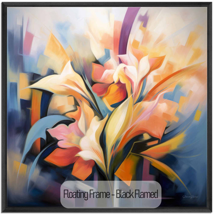 Botanical Collection | Petali di Fantasia | Colourful Flower Abstraction on Special Art Cloth by Roderick Sebastiaan | Black-Flamed_baab7dc3-f16e-4633-93f2-ab3aec69b6fb