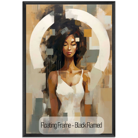 Feminine Collection | Fragmented Serenity | Abstract Realistic Female Portrait on Art Cloth by Roderick Sebastiaan | Black-Flamed_d05bbc56-b6b1-4266-9e6a-0e2022350f55