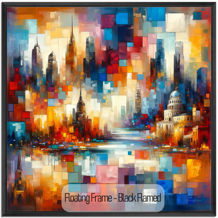 Geography Collection | Journey Around the World | Colourful Urban Mosaic on Art Cloth and Frame by Roderick Sebastiaan | Black-Flamed_e73476a6-2c9c-492f-821c-223ca28eaae4