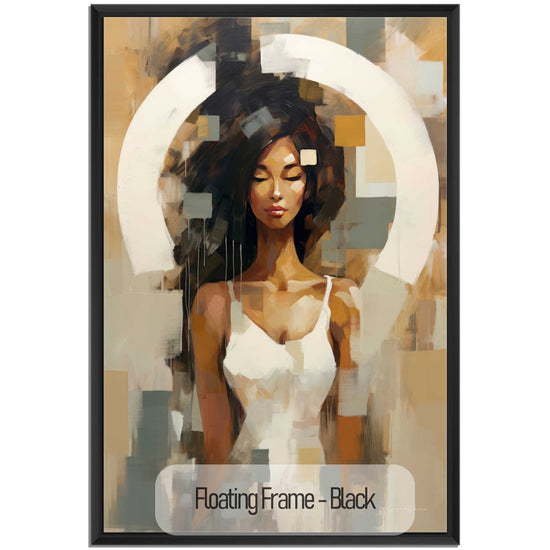 Feminine Collection | Fragmented Serenity | Abstract Realistic Female Portrait on Art Cloth by Roderick Sebastiaan | Black_4a686e19-272f-4e0b-8efa-443862ad5166