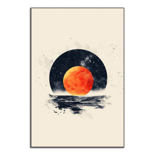 Blood Moon Tide | Mystical Red Moon Seascape Art Print