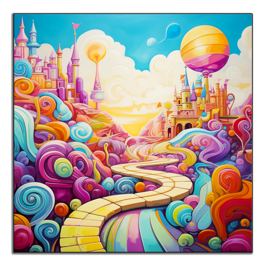 Candy Valley | Surreal Candy Realm Fantasy Art Print for Kids' Room
