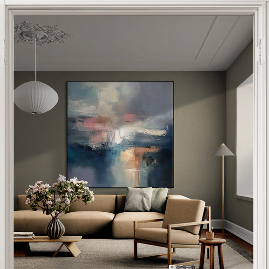 Abstract Collection | Clouded Reflections | Serene Abstract Art Print in Soothing Blues and Pinks by Roderick Sebastiaan | CloudedReflectionsclassic-living-room-with-a-large-sofa