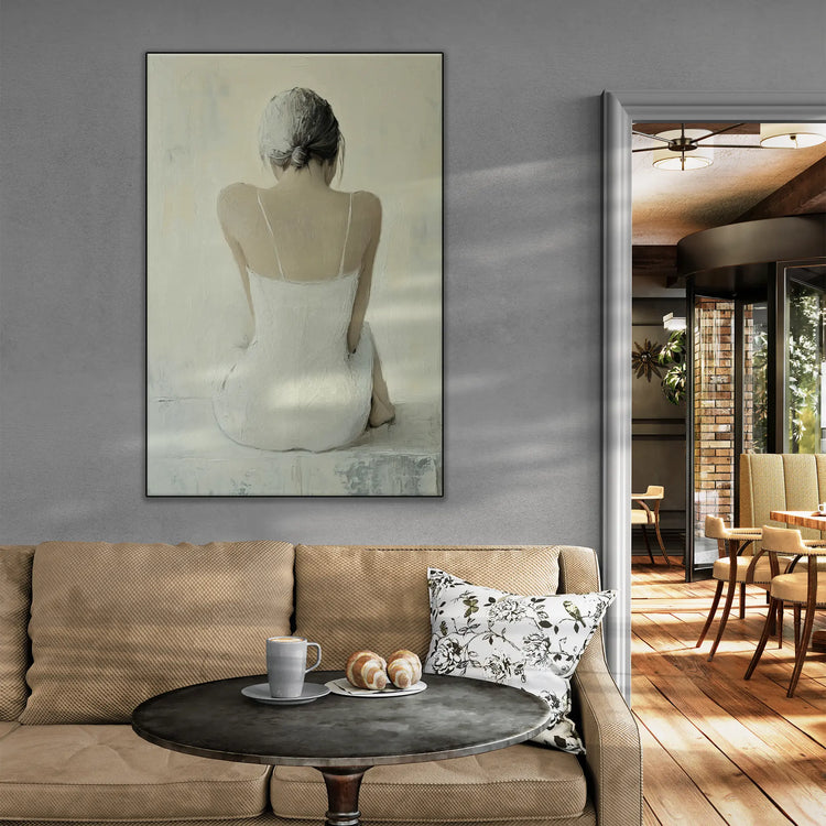 Feminine Collection | Delicate Solitude | Soft and Subtle Art Print for Peaceful Interiors by Roderick Sebastiaan | DelicateSolitudecafe-with-sofa-and-table