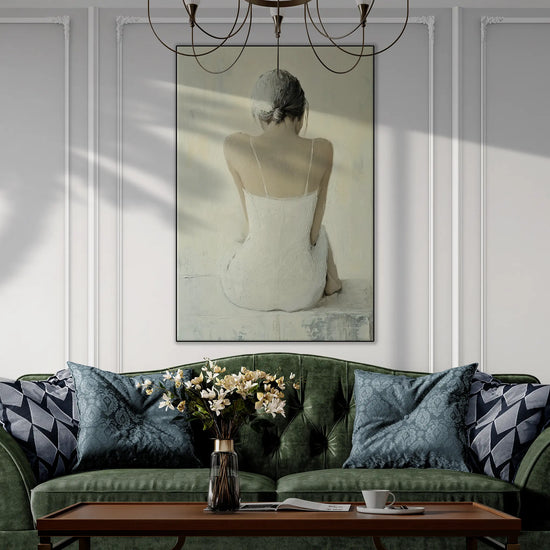 Feminine Collection | Delicate Solitude | Soft and Subtle Art Print for Peaceful Interiors by Roderick Sebastiaan | DelicateSolitudeclassic-living-room-with-fancy-sofa