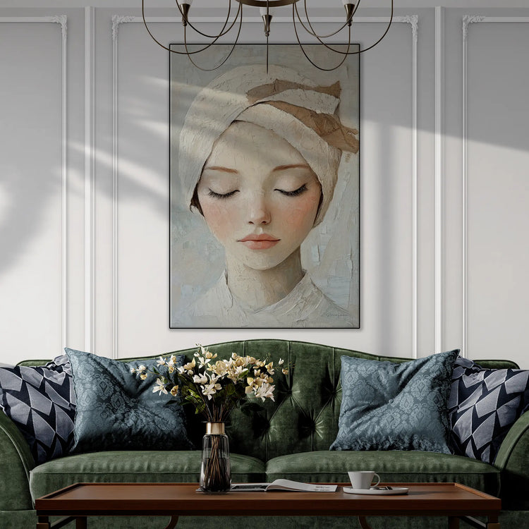 Feminine Collection | Glimpse of Grace | Minimalist Feminine Portrait for Tranquil Spaces by Roderick Sebastiaan | GlimpseofGraceclassic-living-room-with-fancy-sofa