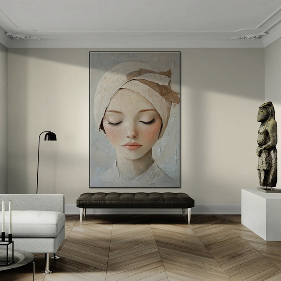 Feminine Collection | Glimpse of Grace | Minimalist Feminine Portrait for Tranquil Spaces by Roderick Sebastiaan | GlimpseofGraceelegant-living-room-with-unique-sculpture