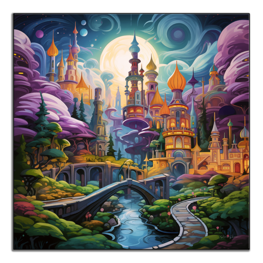 Moonlit Magic Kingdom | Enchanted Castle Canvas for Children’s Room