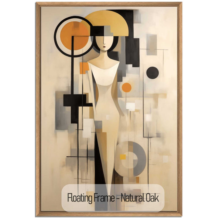 Abstract Collection | Graceful Geometry | Art Deco Inspired Woman Figure Portrait on Art Cloth by Roderick Sebastiaan | NaturalOak_42697a55-d08c-4484-9f26-f05918e9f55a