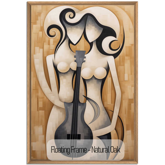 Music Collection | Melodic Contours | Abstract Cubist Cello Figure on Modern Art Cloth by Roderick Sebastiaan | NaturalOak_53ef6032-5e75-4fb2-8337-4c41ee5032a1