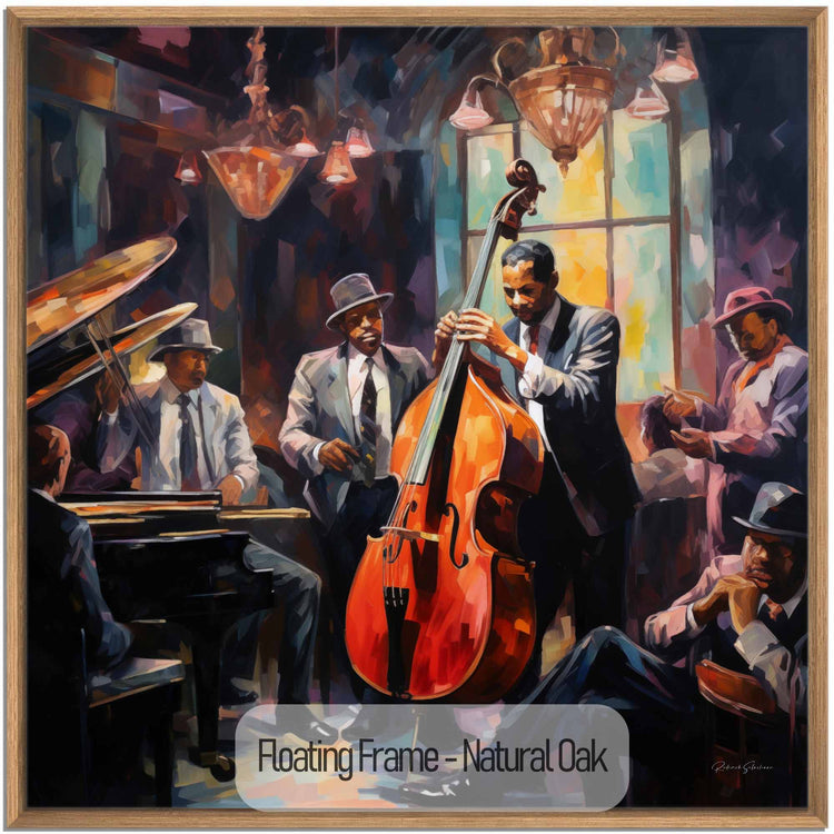 Music Collection | Pulse of Bourbon Street | Warm and Atmospheric Jazz Night on Art Frame by Roderick Sebastiaan | NaturalOak_5f626a5b-fb47-4c27-9469-3bd3053ea381