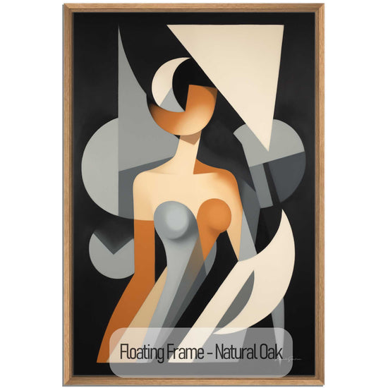 Abstract Collection | Claire de Lune | Moonlight Silhouette Abstract on Art Cloth in Modern Frame by Roderick Sebastiaan | NaturalOak_856534ea-79b9-4cb8-a608-289fb0934b30