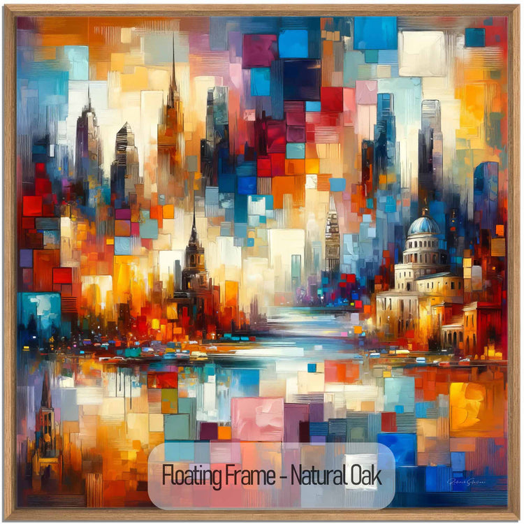 Geography Collection | Journey Around the World | Colourful Urban Mosaic on Art Cloth and Frame by Roderick Sebastiaan | NaturalOak_935b1f89-32e4-48ef-8b03-cd996ae1ec84