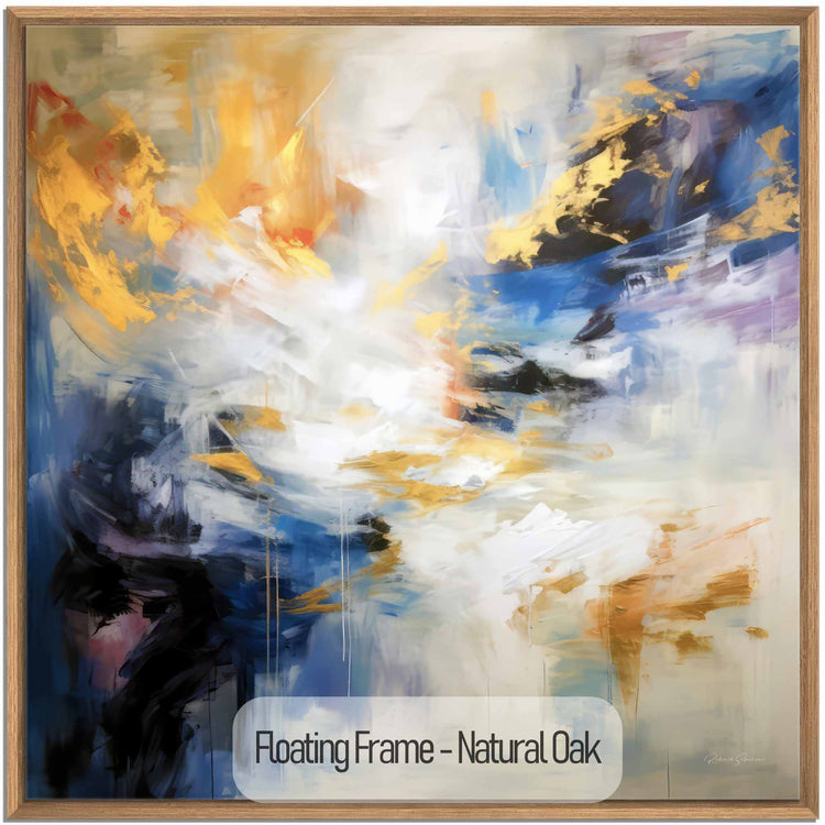 Abstract Collection | Sueños Dorados | Dreamy Gold and Blue Imagination on Art Frame by Roderick Sebastiaan | NaturalOak_a06b95ed-7f09-4fc0-9136-befeb044e9c2