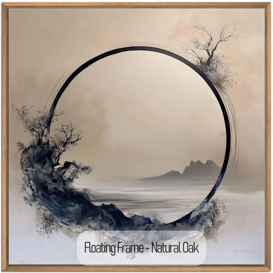 Minimalism Collection | Monochrome Oasis | Tranquil Minimalist Zen Circle in Grayscale Art Print by Roderick Sebastiaan | NaturalOak_c20cbae8-68f1-4168-8166-13e86b8433a9