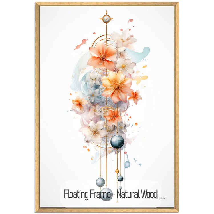 Botanical Collection | Nature's Clockwork | Floral Elegance and Timeless Mechanics Art Print by Roderick Sebastiaan | NaturalWood_10ee5db2-2646-4187-9091-39f9705e5767