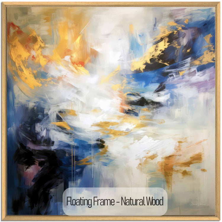 Abstract Collection | Sueños Dorados | Dreamy Gold and Blue Imagination on Art Frame by Roderick Sebastiaan | NaturalWood_3aeef19e-cbea-450a-aa9d-bb5e647dfe4d