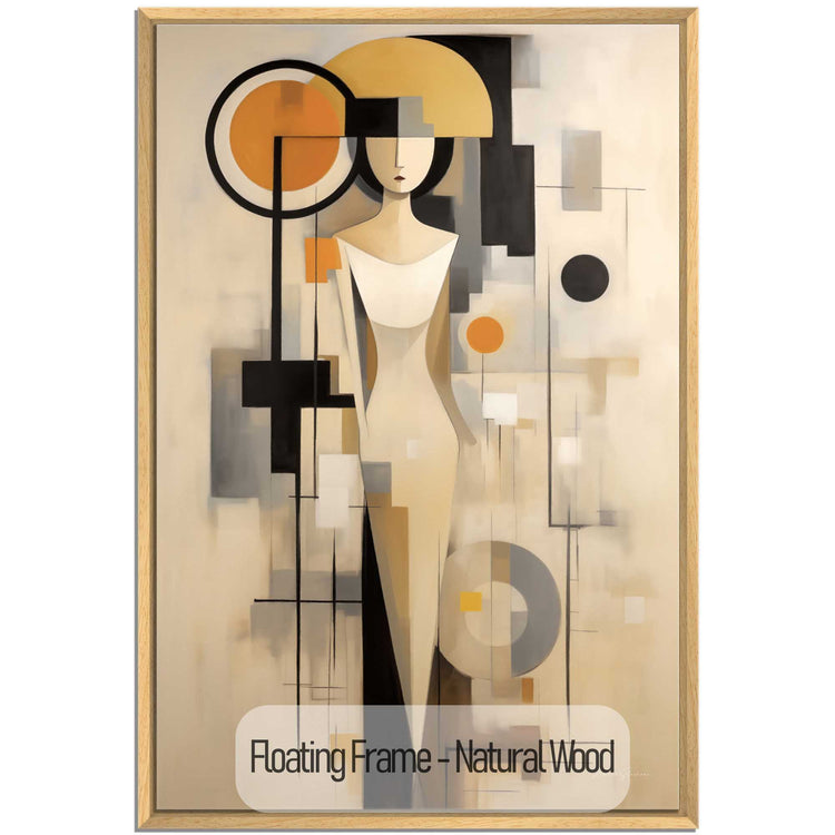 Abstract Collection | Graceful Geometry | Art Deco Inspired Woman Figure Portrait on Art Cloth by Roderick Sebastiaan | NaturalWood_51ec47a7-133d-44f8-8d18-f6e12f720f49