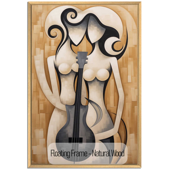 Music Collection | Melodic Contours | Abstract Cubist Cello Figure on Modern Art Cloth by Roderick Sebastiaan | NaturalWood_64e4970c-53ec-4664-befd-41e731ff494b