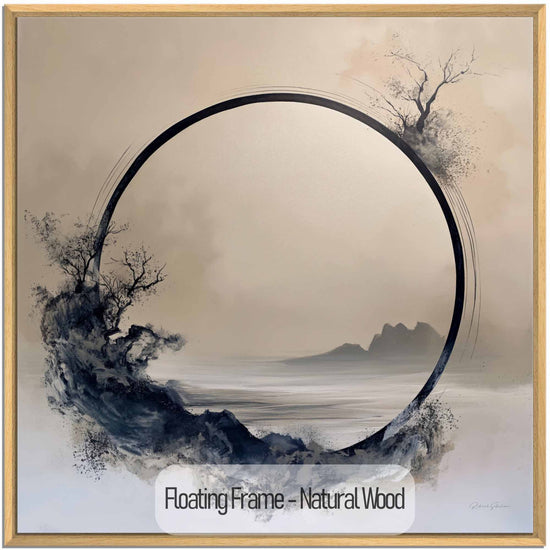 Minimalism Collection | Monochrome Oasis | Tranquil Minimalist Zen Circle in Grayscale Art Print by Roderick Sebastiaan | NaturalWood_792e857f-e9a7-40e5-a3bd-ab9679ab9d45