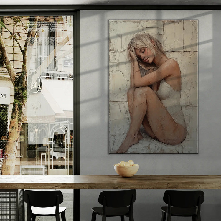 Feminine Collection | Resting Beauty | Minimalist Portrait of a Woman for Modern Spaces by Roderick Sebastiaan | RestingBeautycity-cafe-with-window-views