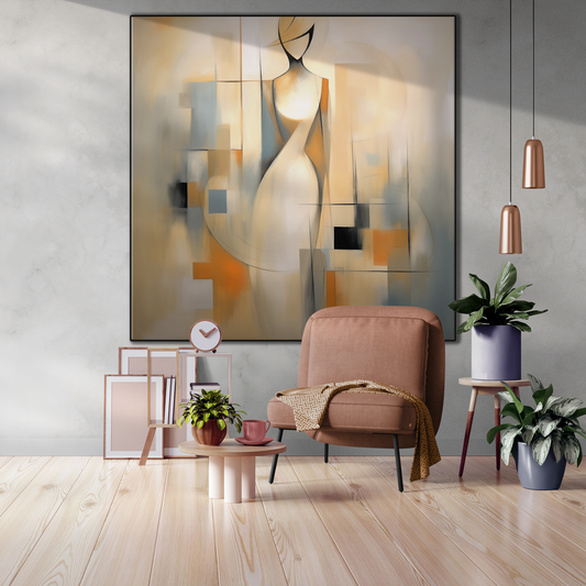 Serenity in Cubism | Modern Abstract Cubist Figure Art Print