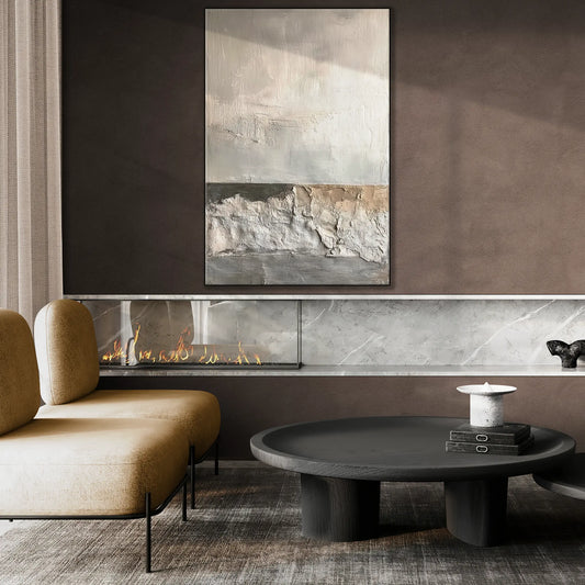 Abstract Collection | Timeless Simplicity | Minimalist Abstract Art with Texture Look for Elegant Interiors by Roderick Sebastiaan | TimelessSimplicitybright-modern-living-room-with-gas-fireplace-2x3-1-Panel