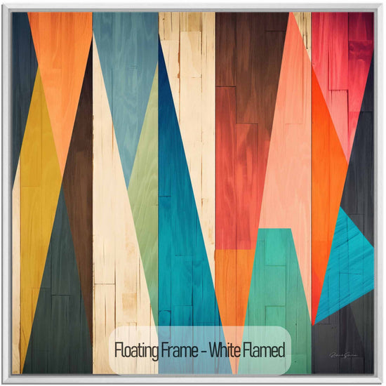 Geometry Collection | Woodland Contrasts No.1 | Colourful Geometric Wood Pattern on Art Cloth by Roderick Sebastiaan | White-Flamed_f434a6df-f340-4921-a0ac-e98eba5f8af2