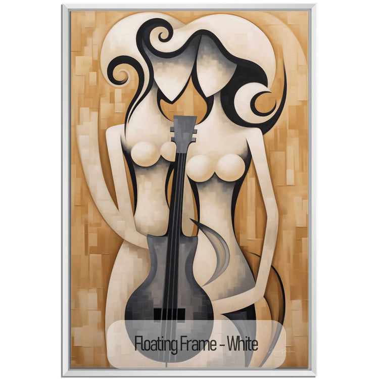 Music Collection | Melodic Contours | Abstract Cubist Cello Figure on Modern Art Cloth by Roderick Sebastiaan | White_4faa789b-670e-4da4-8bd5-aa45bd35b694