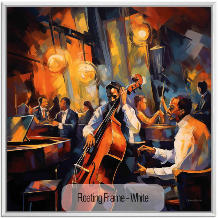 Music Collection | Roaring 20's French Quarter | Vibrant Jazz Abstraction in Elegant Art Frame by Roderick Sebastiaan | White_6531fb33-002c-499a-8953-6a389bb0934b