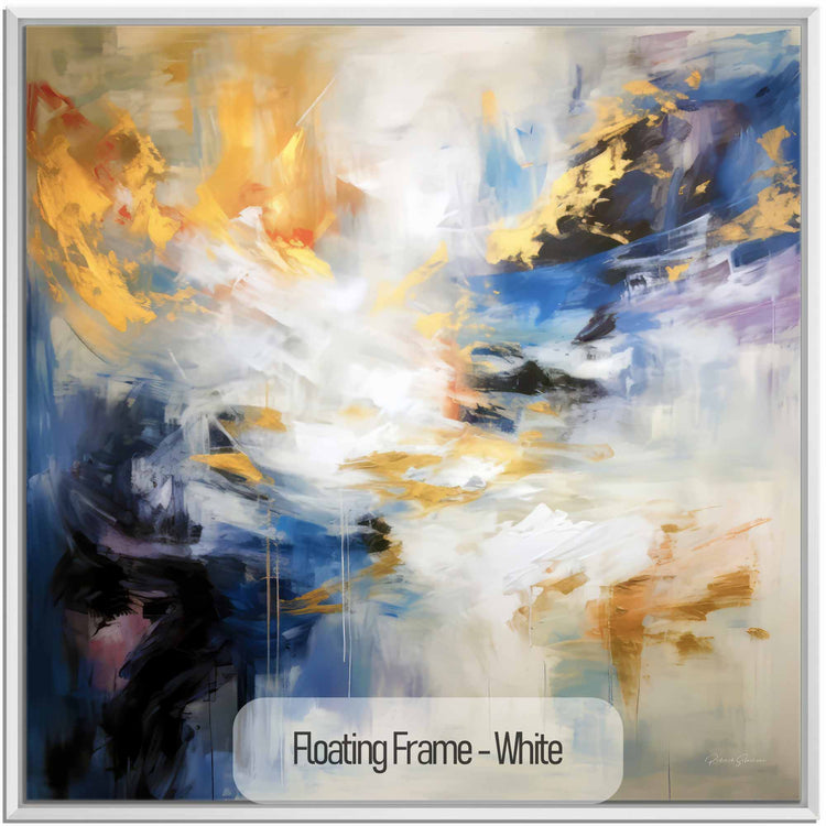 Abstract Collection | Sueños Dorados | Dreamy Gold and Blue Imagination on Art Frame by Roderick Sebastiaan | White_8c1a00b8-d661-4cf4-9390-3c6deef66a6d