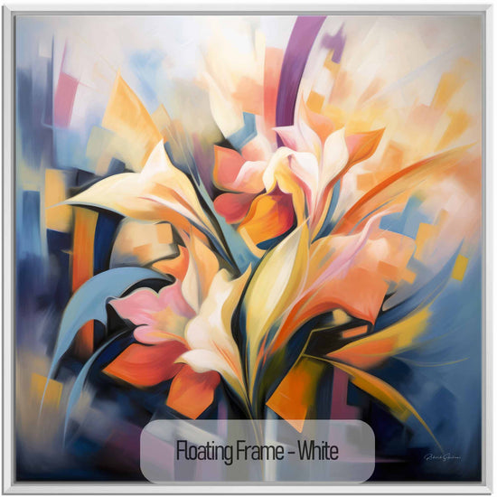 Botanical Collection | Petali di Fantasia | Colourful Flower Abstraction on Special Art Cloth by Roderick Sebastiaan | White_b220b2fc-375a-4d7b-a686-75eae841f28d