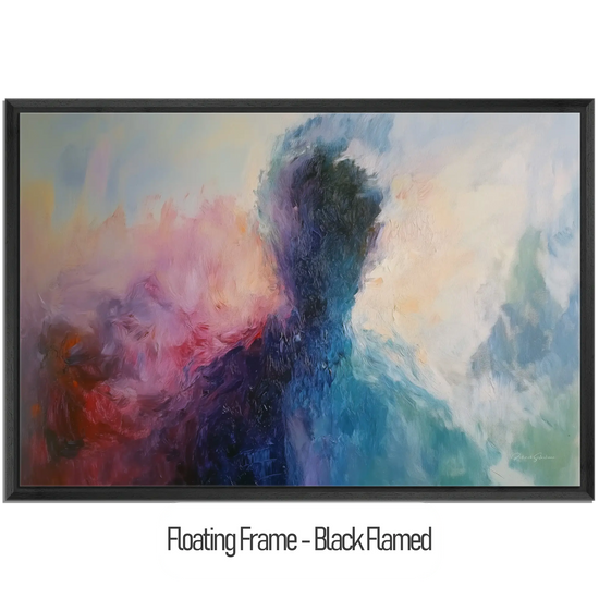 Abstract Collection | Fading Memories | Abstract Silhouette with Vibrant Blues and Pinks by Roderick Sebastiaan | WoodenFloaterFrame-Black-Flamed_003cb135-c26e-4548-99c3-a41fb029868f