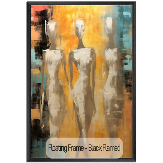 Feminine Collection | Ethereal Elegance | Refined Abstract Trio in Warm Glow on Art cloth by Roderick Sebastiaan | WoodenFloaterFrame-Black-Flamed_0bae0418-ad64-4ac2-9342-e5575c6d089d