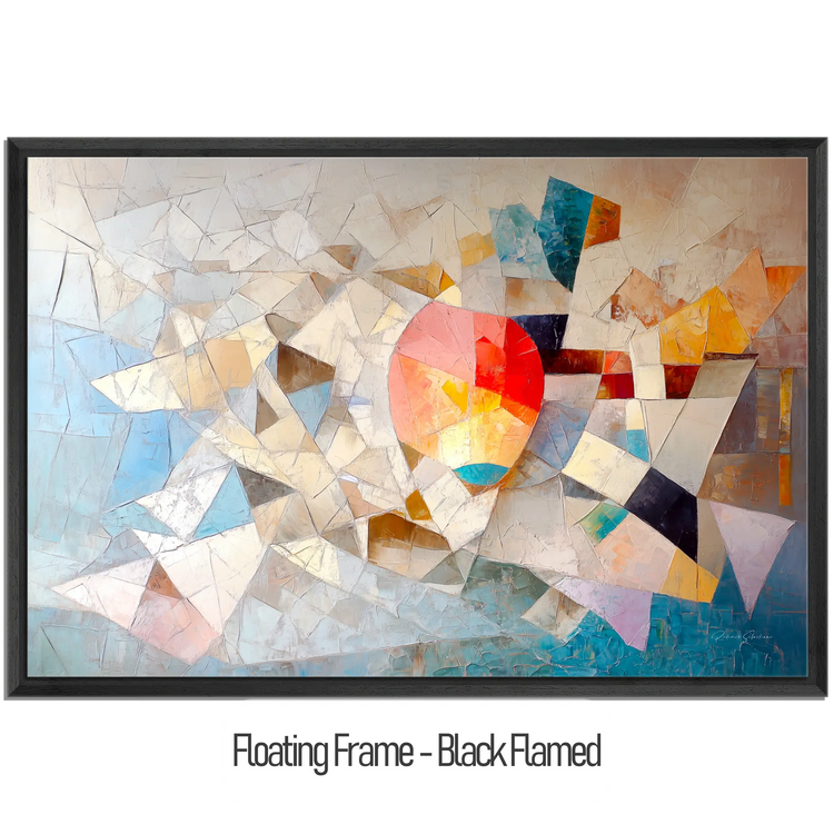 Geometry Collection | Unseen Connections | Geometric Abstract Art with Vibrant Colour Play by Roderick Sebastiaan | WoodenFloaterFrame-Black-Flamed_2e4f8306-2a56-4736-81d5-80f31e4763c9