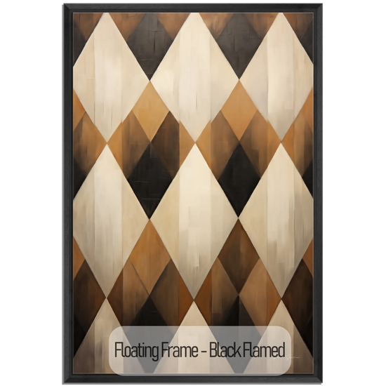 Geometry Collection | Espresso Diamond | Harmonic Pattern of Restful Earthen Tones by Roderick Sebastiaan | WoodenFloaterFrame-Black-Flamed_4927251c-77e4-4e81-8af0-034f24eb3382