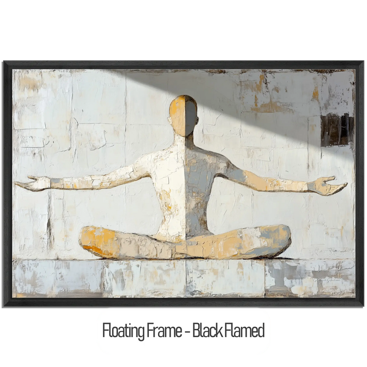 Male Collection | Inner Flow | Minimalist Meditation Figure in Earthy Neutrals by Roderick Sebastiaan | WoodenFloaterFrame-Black-Flamed_5f90b478-4302-41bf-9c36-fa8b1a1dfb38