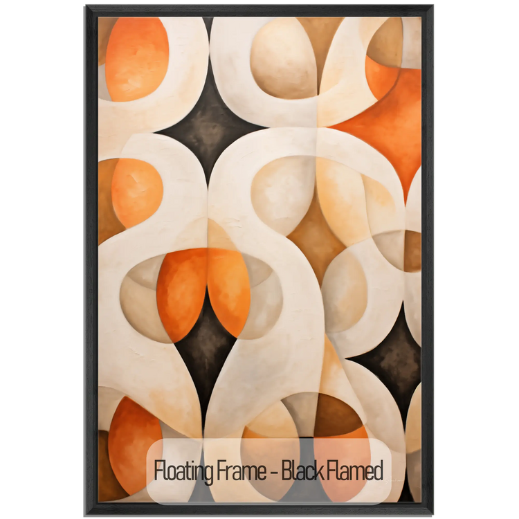 Abstract Collection | Alabaster & Amber | Harmony in Organic Abstraction on Art Cloth by Roderick Sebastiaan | WoodenFloaterFrame-Black-Flamed_614c420f-493b-428a-8b5c-72ec4574c229