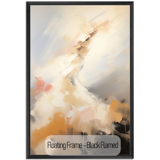 Abstract Collection | Ascension | Dynamic Abstract Movement of the Soul in Warm Tones by Roderick Sebastiaan | WoodenFloaterFrame-Black-Flamed_c281f308-c5c6-4ffa-8b51-6394d43c4b8d