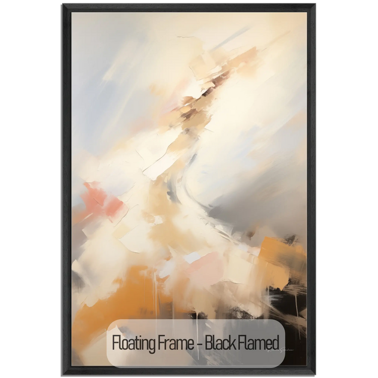 Abstract Collection | Ascension | Dynamic Abstract Movement of the Soul in Warm Tones by Roderick Sebastiaan | WoodenFloaterFrame-Black-Flamed_c281f308-c5c6-4ffa-8b51-6394d43c4b8d