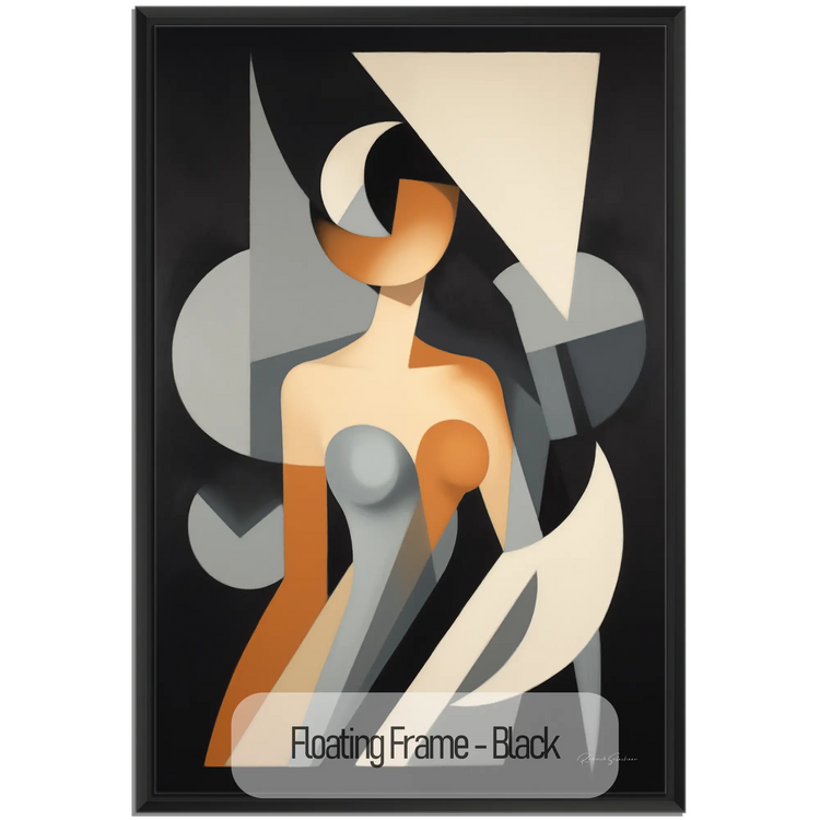 Abstract Collection | Claire de Lune | Moonlight Silhouette Abstract on Art Cloth in Modern Frame by Roderick Sebastiaan | WoodenFloaterFrame-Black_05a6f7ec-997a-4fd4-80c7-bcf715f90a52