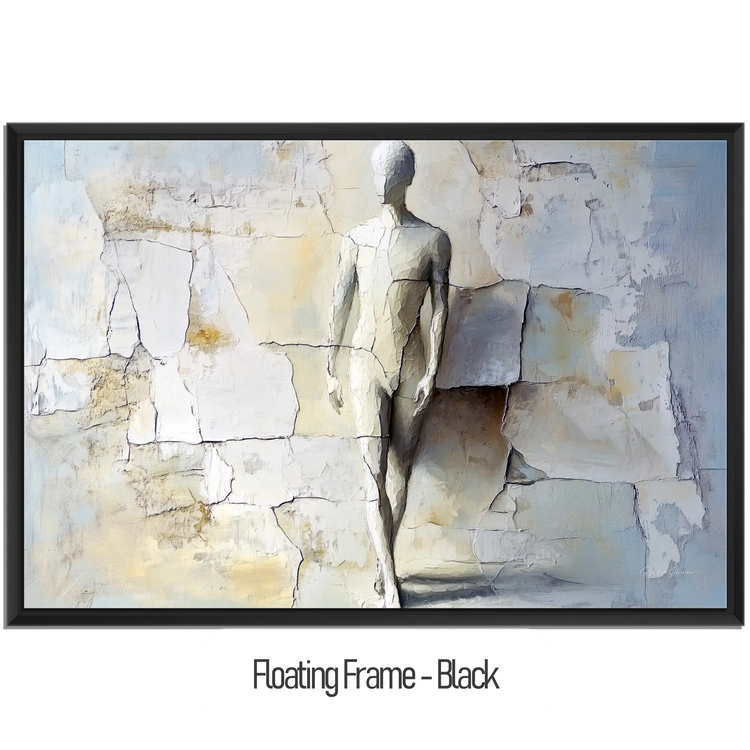 Male Collection | Breaking Through – Textured Look Abstract Wall Art with Stone-Like Background by Roderick Sebastiaan | WoodenFloaterFrame-Black_134fd835-f4c1-4f34-81c1-0ba45fdf577a