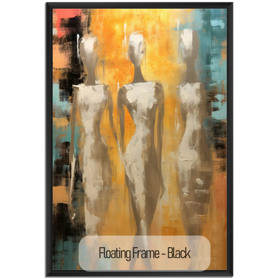 Feminine Collection | Ethereal Elegance | Refined Abstract Trio in Warm Glow on Art cloth by Roderick Sebastiaan | WoodenFloaterFrame-Black_1befa7d8-8b82-45d7-9c30-6edc95e13f9a