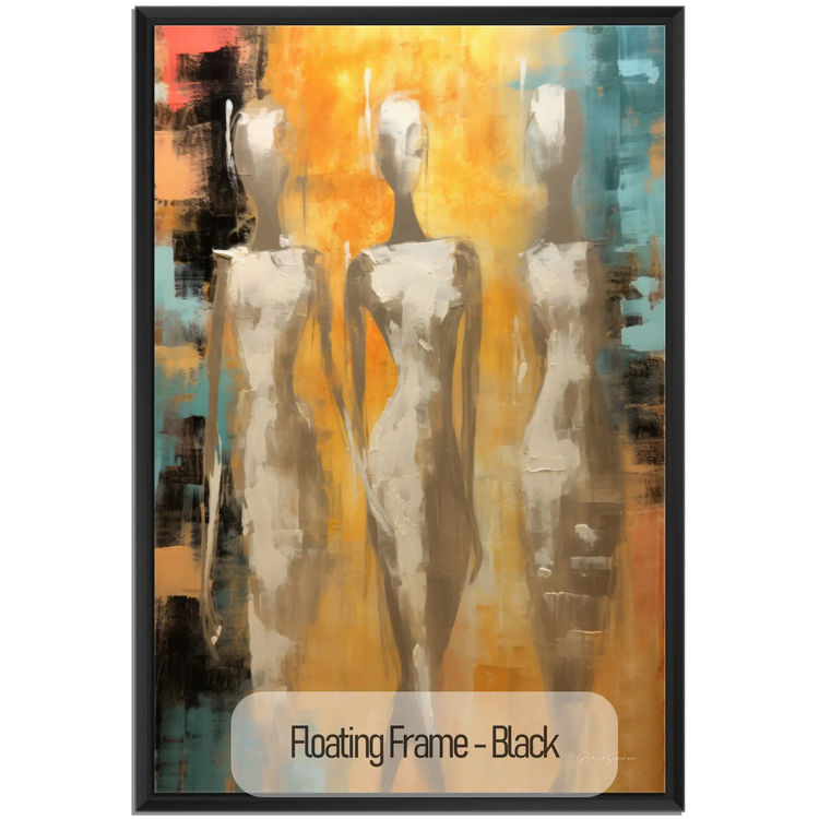 Feminine Collection | Ethereal Elegance | Refined Abstract Trio in Warm Glow on Art cloth by Roderick Sebastiaan | WoodenFloaterFrame-Black_1befa7d8-8b82-45d7-9c30-6edc95e13f9a