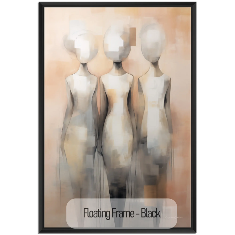 Feminine Collection | Fade to Unity | Contemporary Figures Blending into Unity Art Print by Roderick Sebastiaan | WoodenFloaterFrame-Black_3f686604-a77c-4cdf-a8bd-ac0959071208