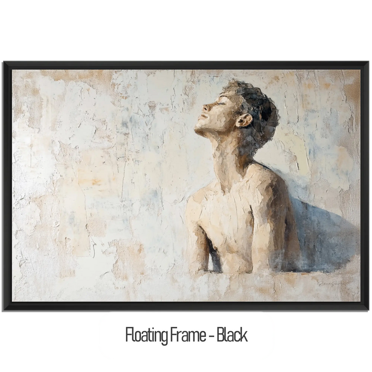 Male Collection | Subtle Liberation | Minimalist Textured Look Portrait of Introspection by Roderick Sebastiaan | WoodenFloaterFrame-Black_491fb092-761e-4560-a1d9-3669d5cdeb8d