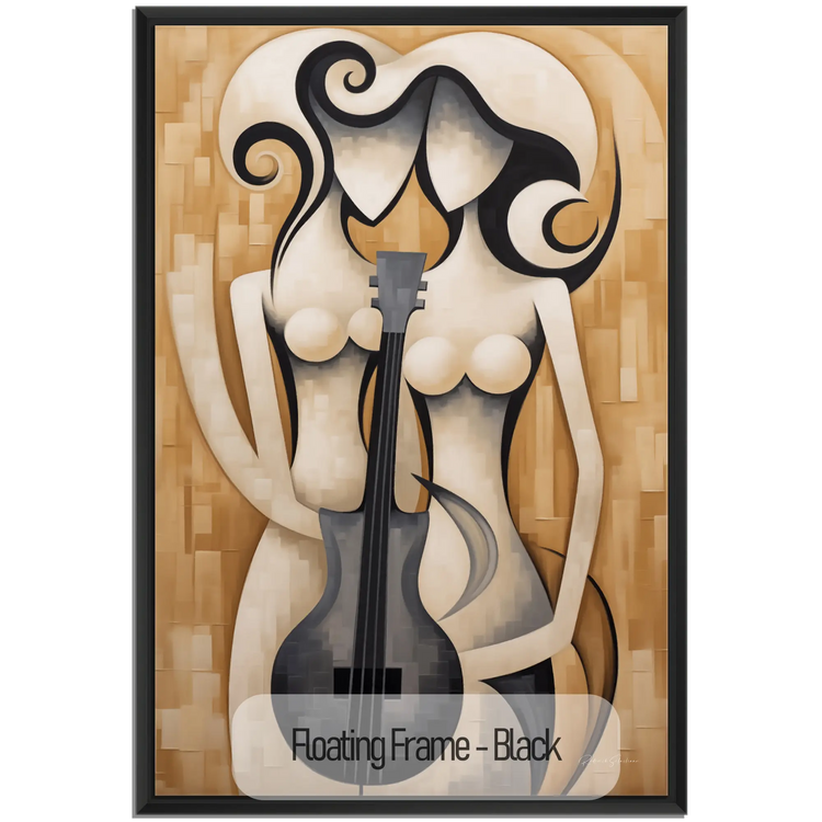 Melodic Contours | Abstract Cubist Cello Figure on Modern Art Cloth