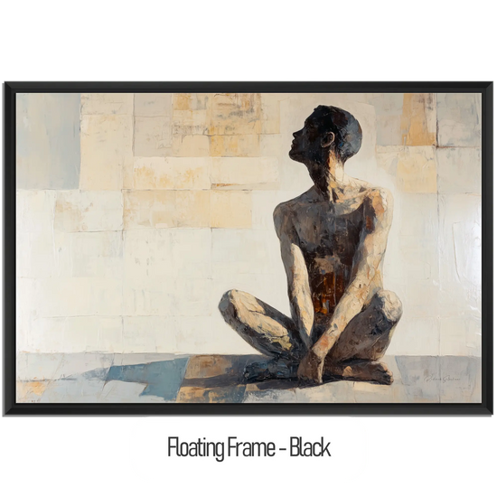 Male Collection | Shadows of the Mind | Thoughtful Figurative Art in Earthy Tones by Roderick Sebastiaan | WoodenFloaterFrame-Black_5e7ee9bd-a307-4c94-82dd-8fdde5d78fbd